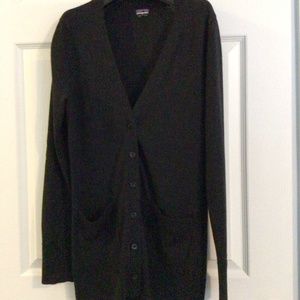 Patagonia long 100% merino wool cardigan, Size XS, Dark Charcoal